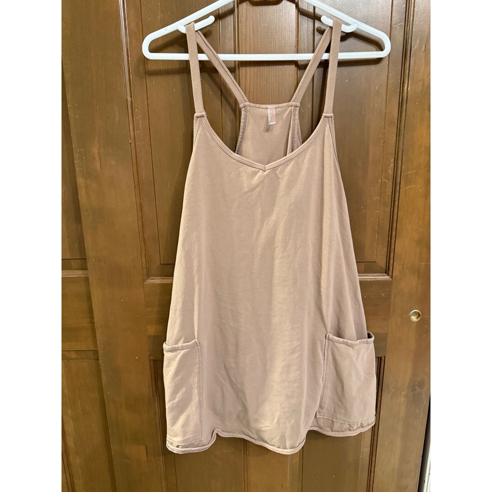 Free People FP Movement Hot Shot Mini Dress Romper Tan Brown S OB1112440